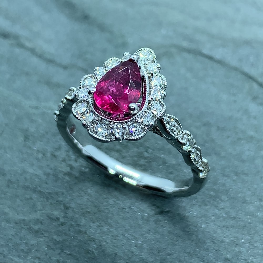 Pink Tourmaline And Diamond Ring