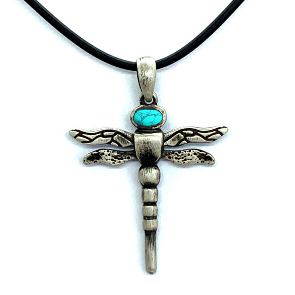 Turquoise Gemstone Dragonfly Pendant