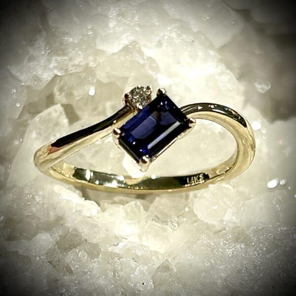 Iolite &Amp;Amp; Diamond Ring Set In 14K Yellow Gold