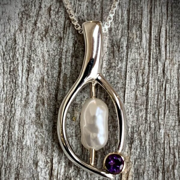Amethyst &Amp; Freshwater Pearl Pendant - Rivers Edge Gems