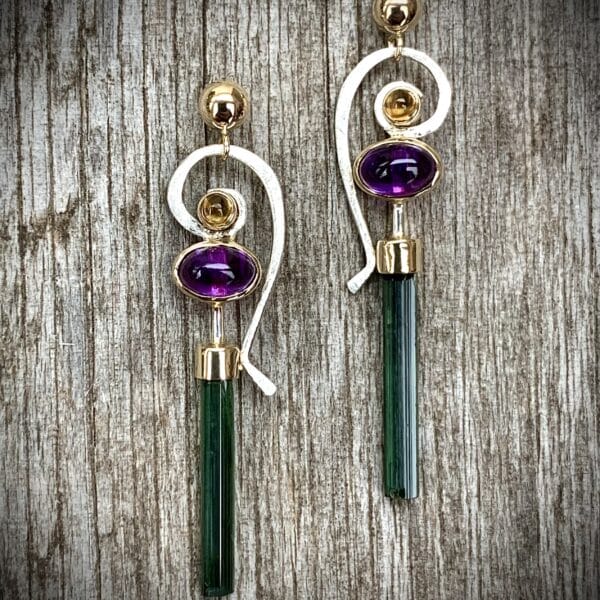 Amethyst &Amp; Green Tourmaline Earrings By Rivers Edge Gems