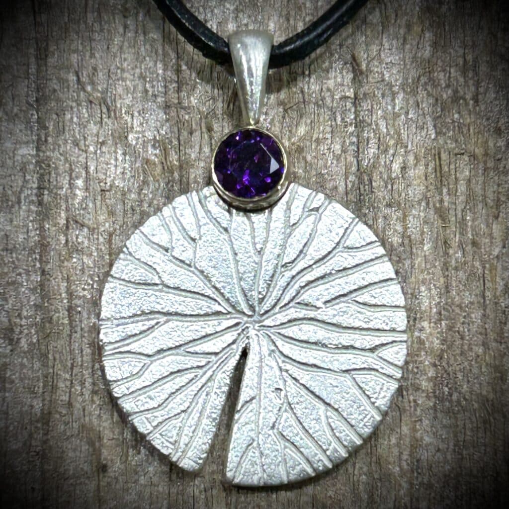 Amethyst Silver Lily Pad Pendant By River'S Edge Gems