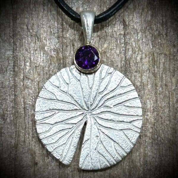 Amethyst Silver Lily Pad Pendant By River'S Edge Gems