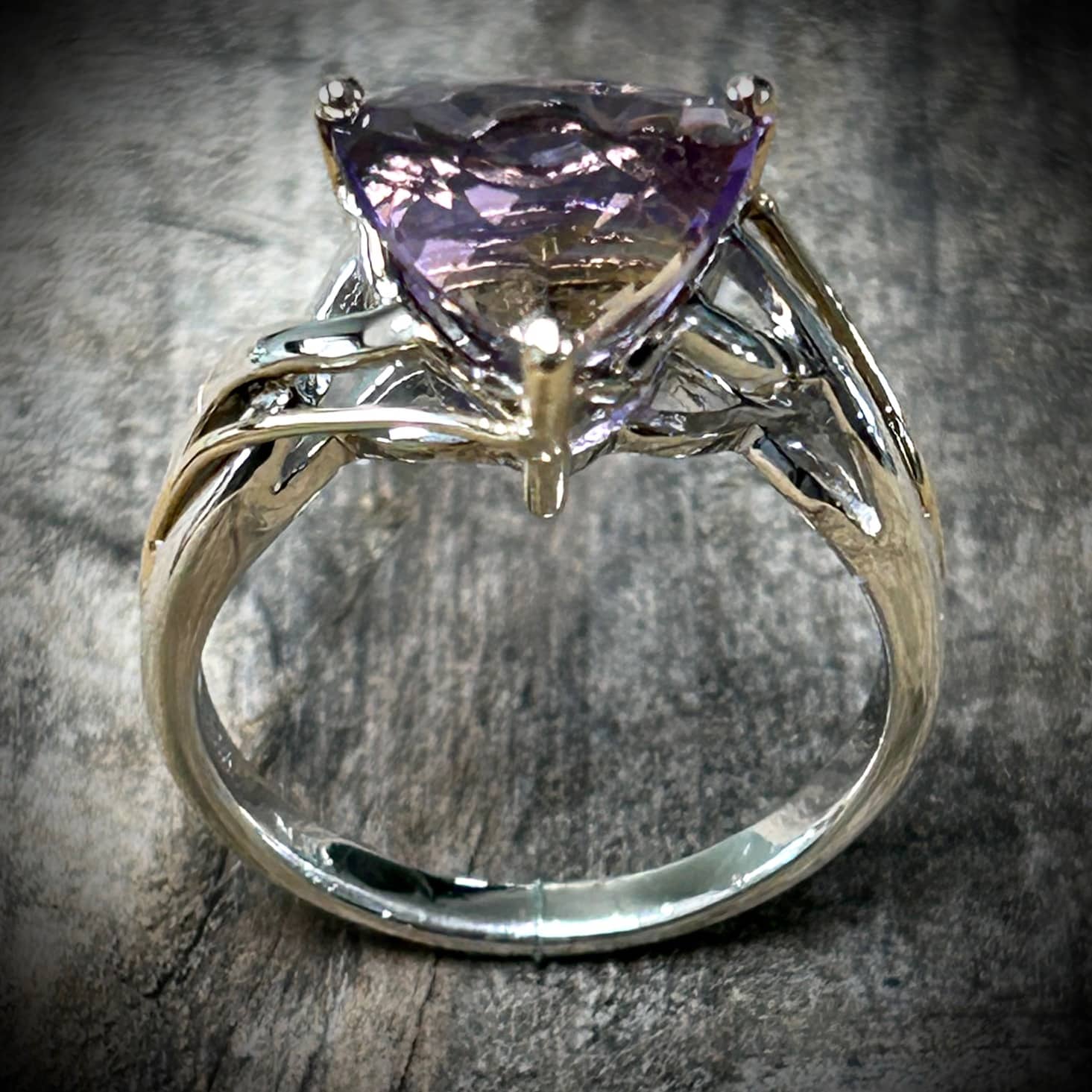 Ametrine Trillion Ring Set In Sterling Silver &Amp;Amp; 14K Yellow Gold By Rivers Edge Gems (Side View)