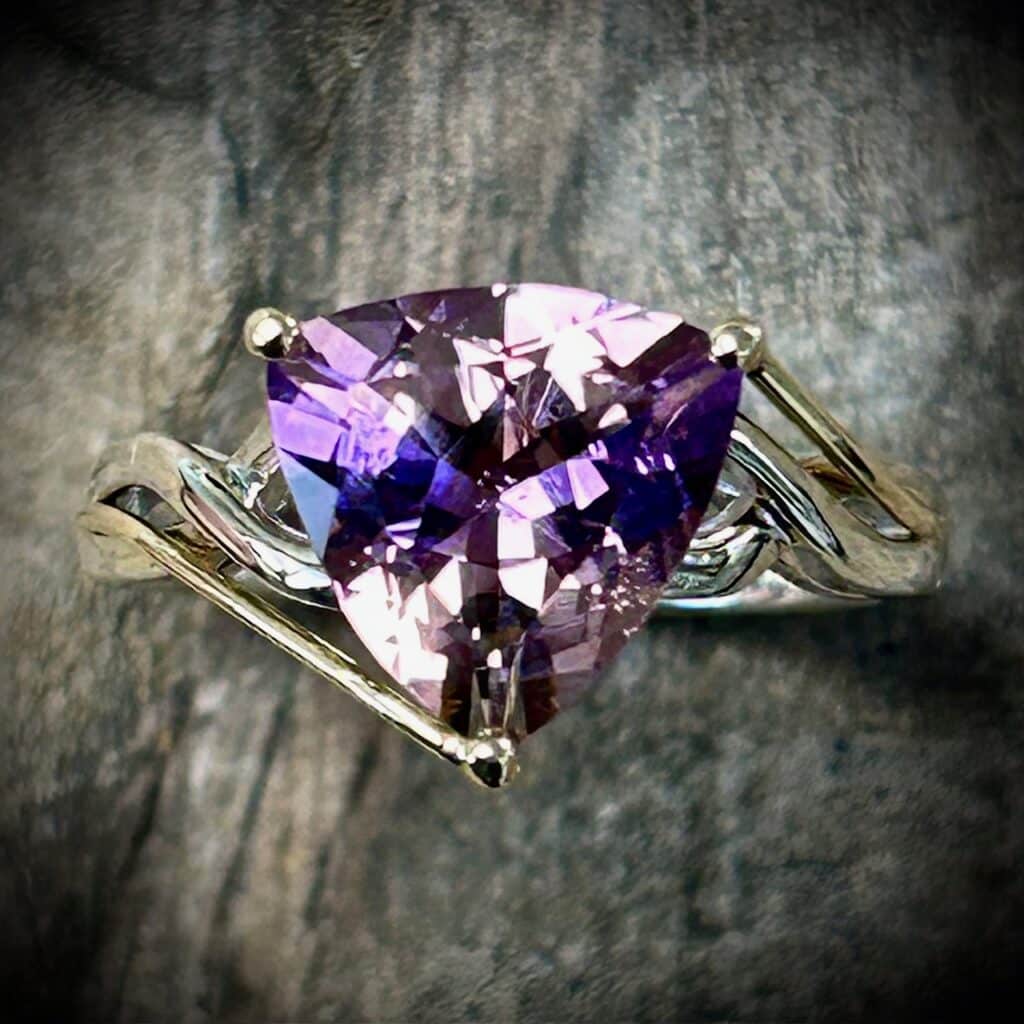 Trillion Ametrine Ring Set In Sterling Silver &Amp; 14K Yellow Gold By Rivers Edge Gems (Top View)