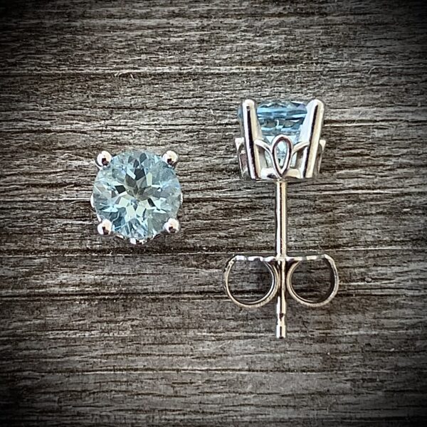 Aquamarine 14K White Gold Stud Earrings