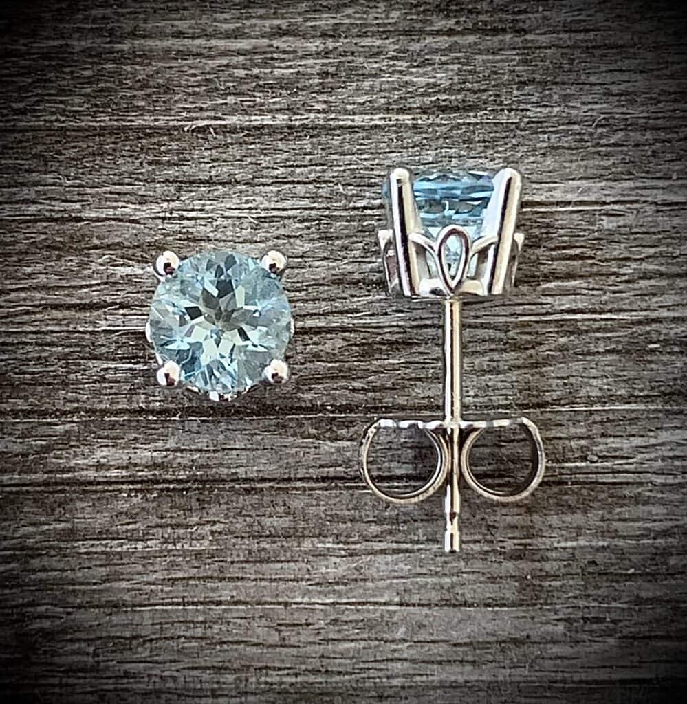 Aquamarine 14K White Gold Stud Earrings