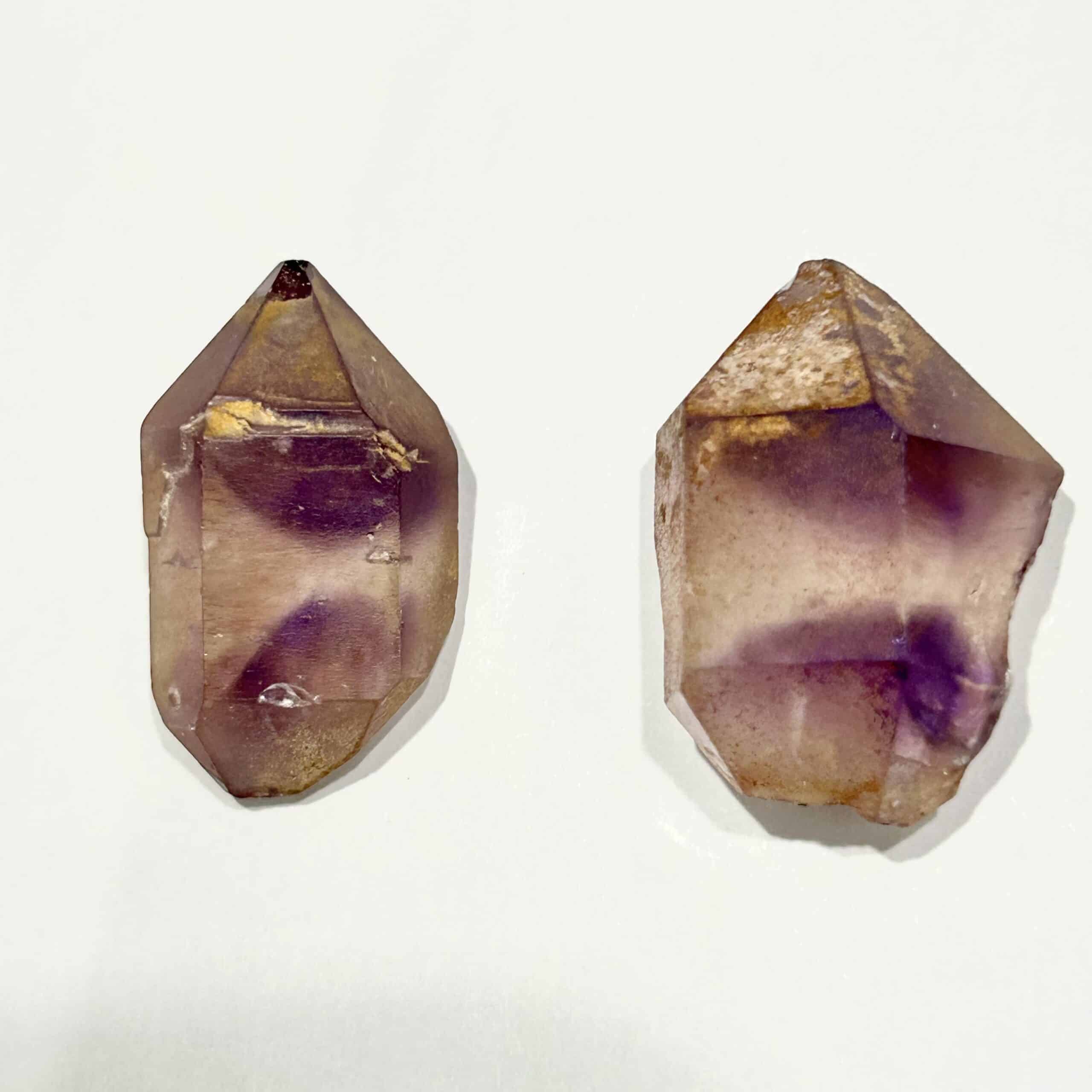 A Rare Elongated Bi-Color Amethyst Featuring Natural Color Zoning From Amethyst To White Quartz.