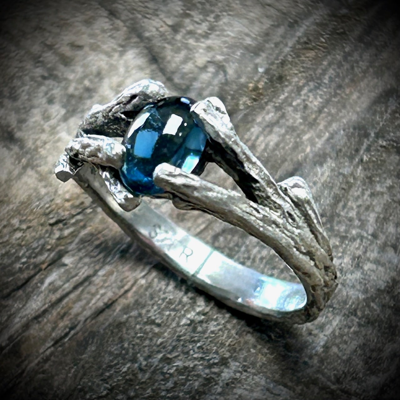 Blue Topaz &Amp;Amp; Silver Small Twig Ring (Large) By River'S Edge Gems