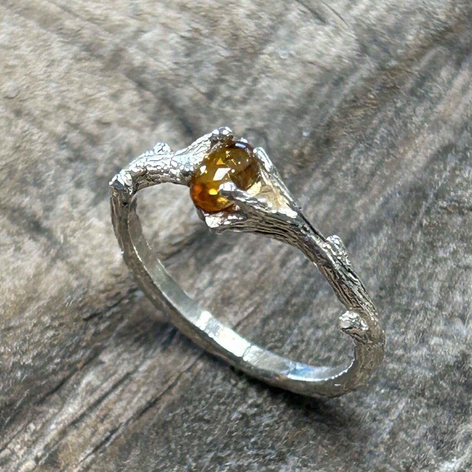 Citrine &Amp;Amp; Sterling Silver Twig Ring (Small) By River'S Edge Gems