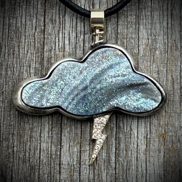 Druzy Quartz Cloud &Amp; Lightning Bolt Pendant