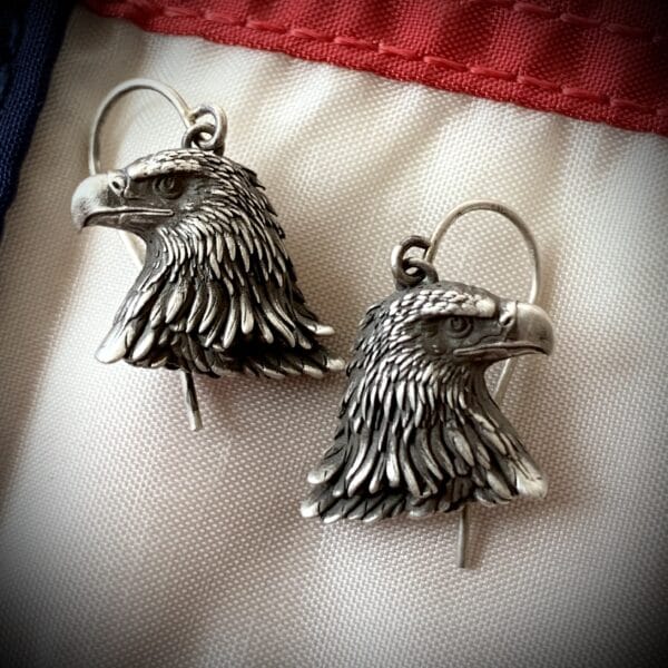 Eagle Silver Dangle Earrings Antiqued