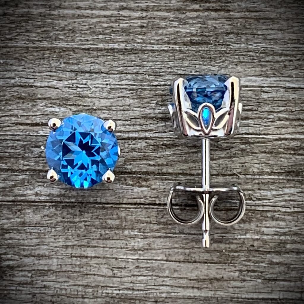 Glacier Blue Topaz Stud Earrings 14K White Gold