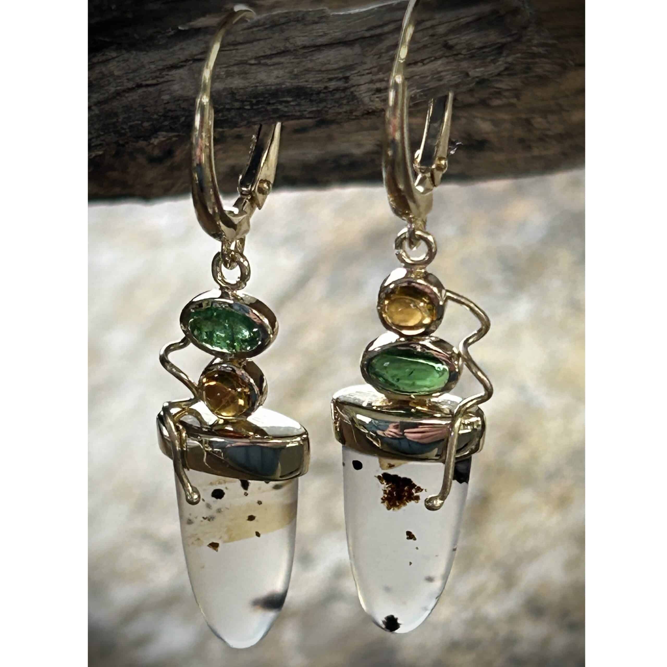 Agate Gemstone Gold Drop Earrings By River'S Edge Gems
