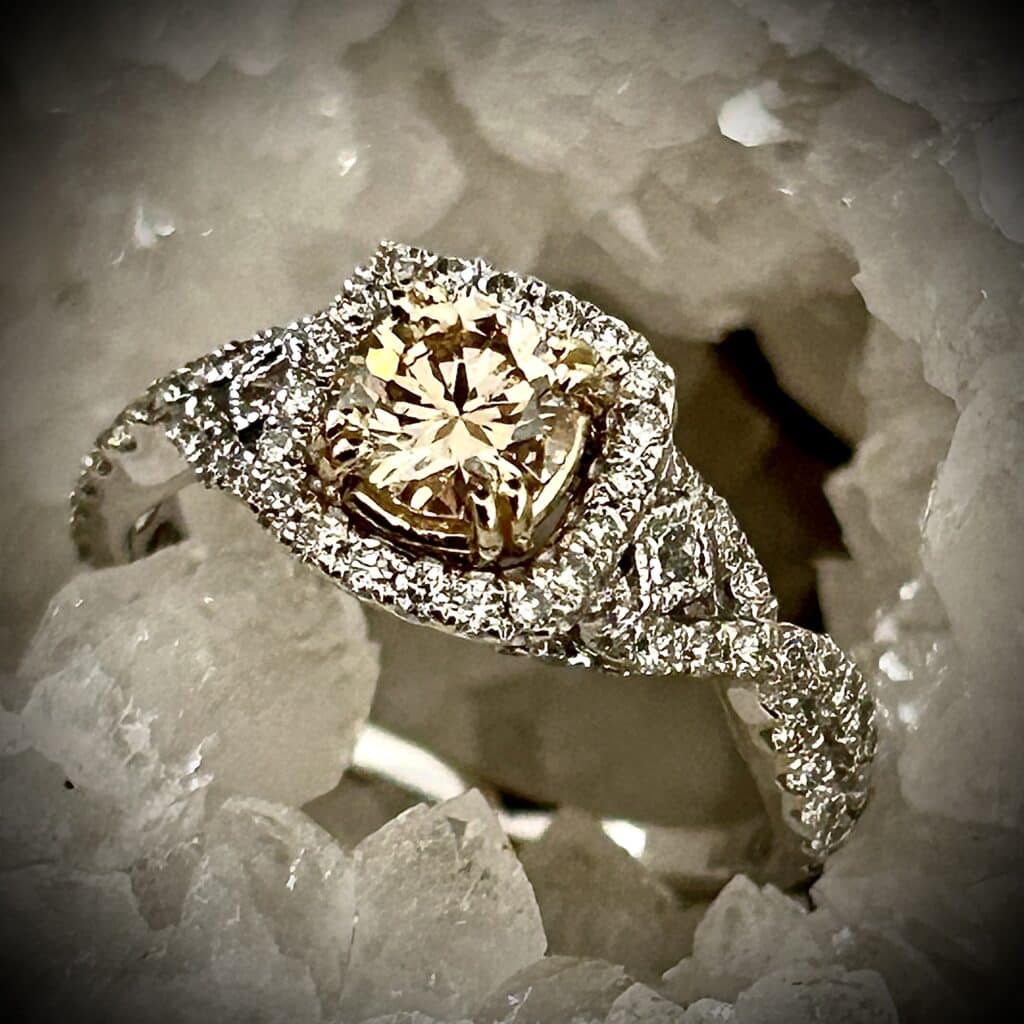 Gold Yellow Diamond Ring 14K White &Amp; Yellow Gold
