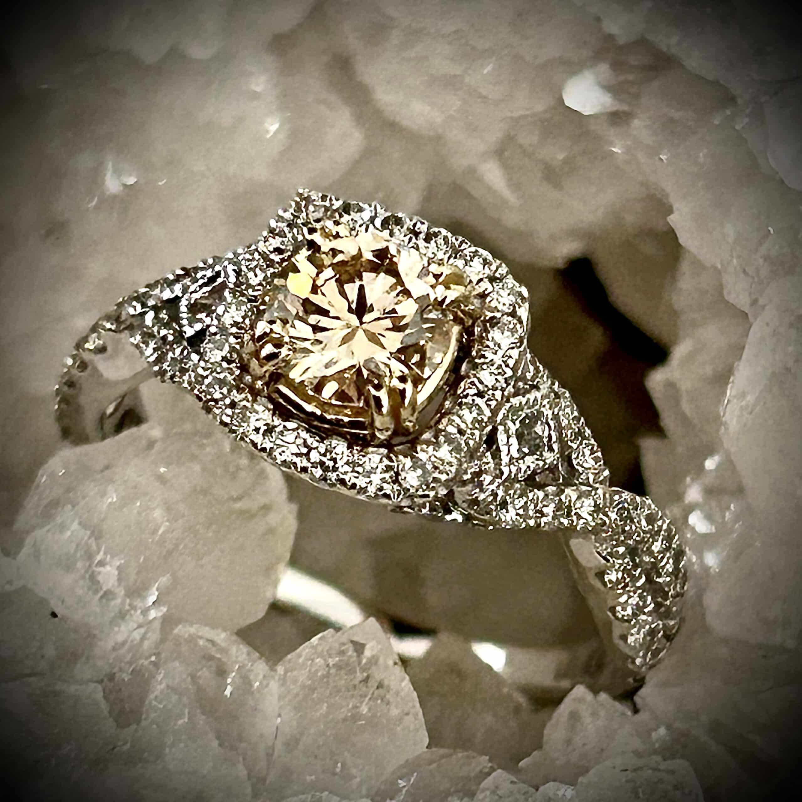 Gold Yellow Diamond Ring 14K White &Amp;Amp; Yellow Gold