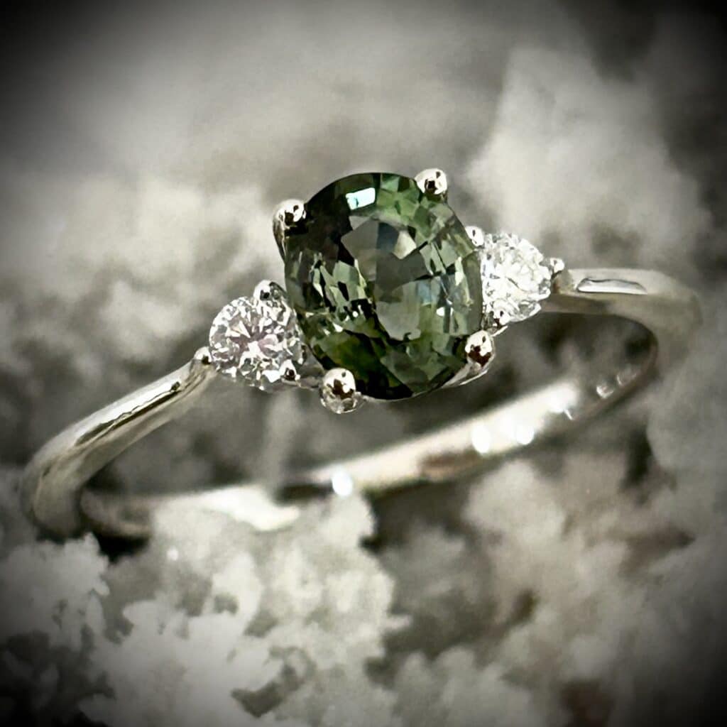 Green Tourmaline &Amp; Dimaond Ring By River'S Edge Gems