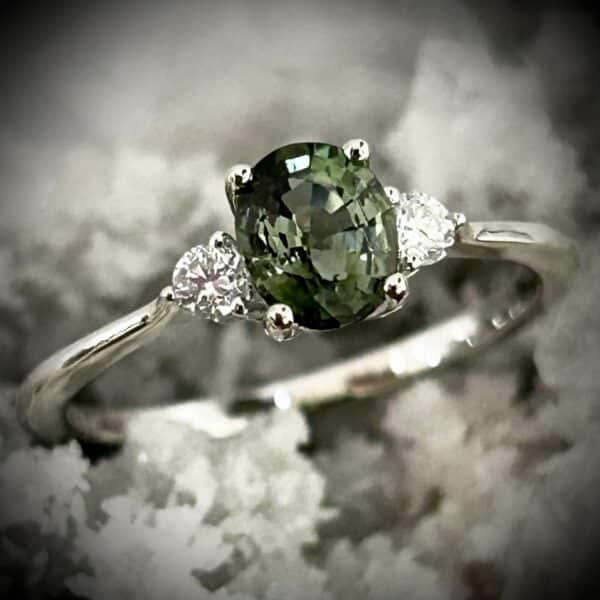 Green Tourmaline &Amp; Dimaond Ring By River'S Edge Gems
