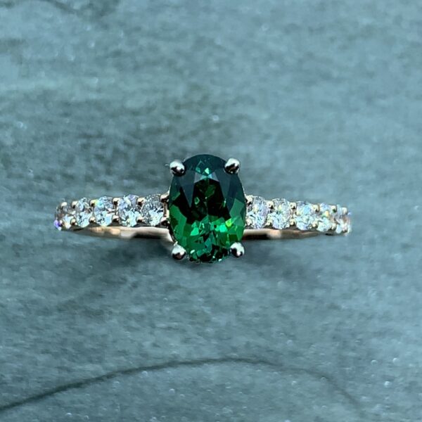 Green Tourmaline & Diamond Ring,