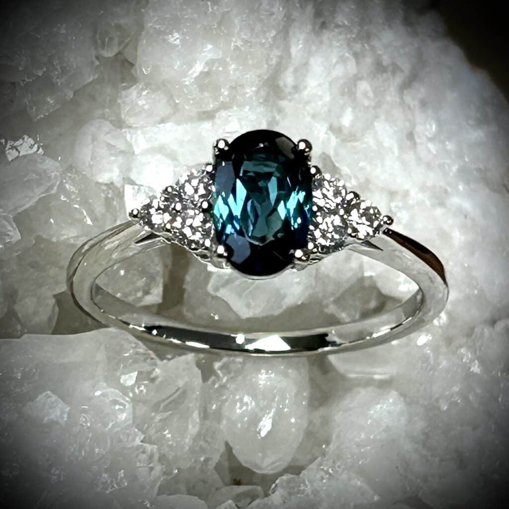 Indicolite Blue Tourmaline Diamond White Gold Ring By River'S Edge Gems