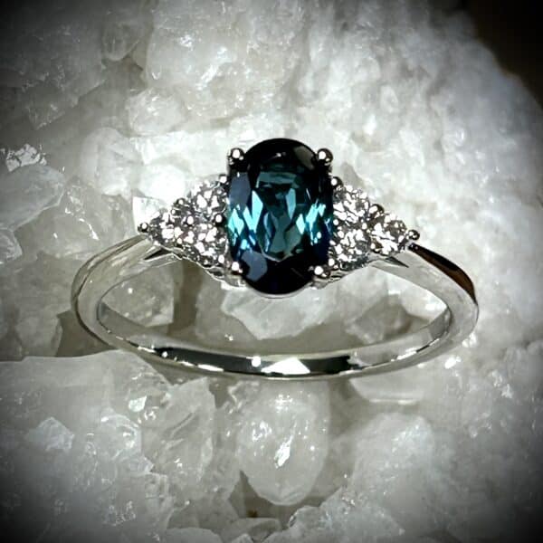Indicolite Blue Tourmaline Diamond White Gold Ring By River'S Edge Gems