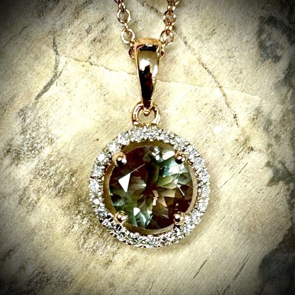 Oregon Sunstone &Amp;Amp; Diamond Pendant