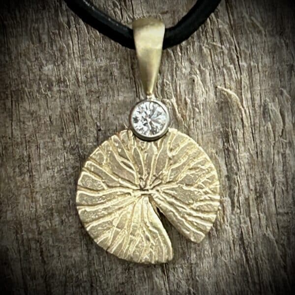 Gold Lily Pad &Amp;Amp; Diamond Pendant Set In 14K Yellow Gold From Rivers Edge Gems