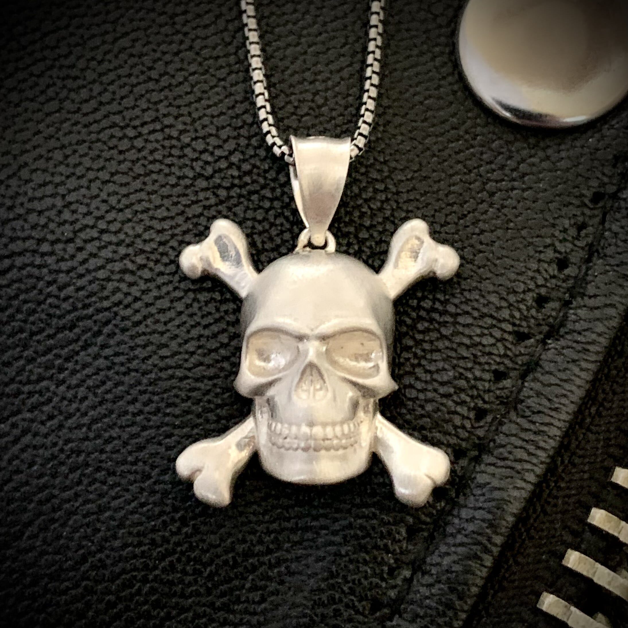 Silver Skull Crossbones Pendant Brushed Finish Rivers Edge Gems