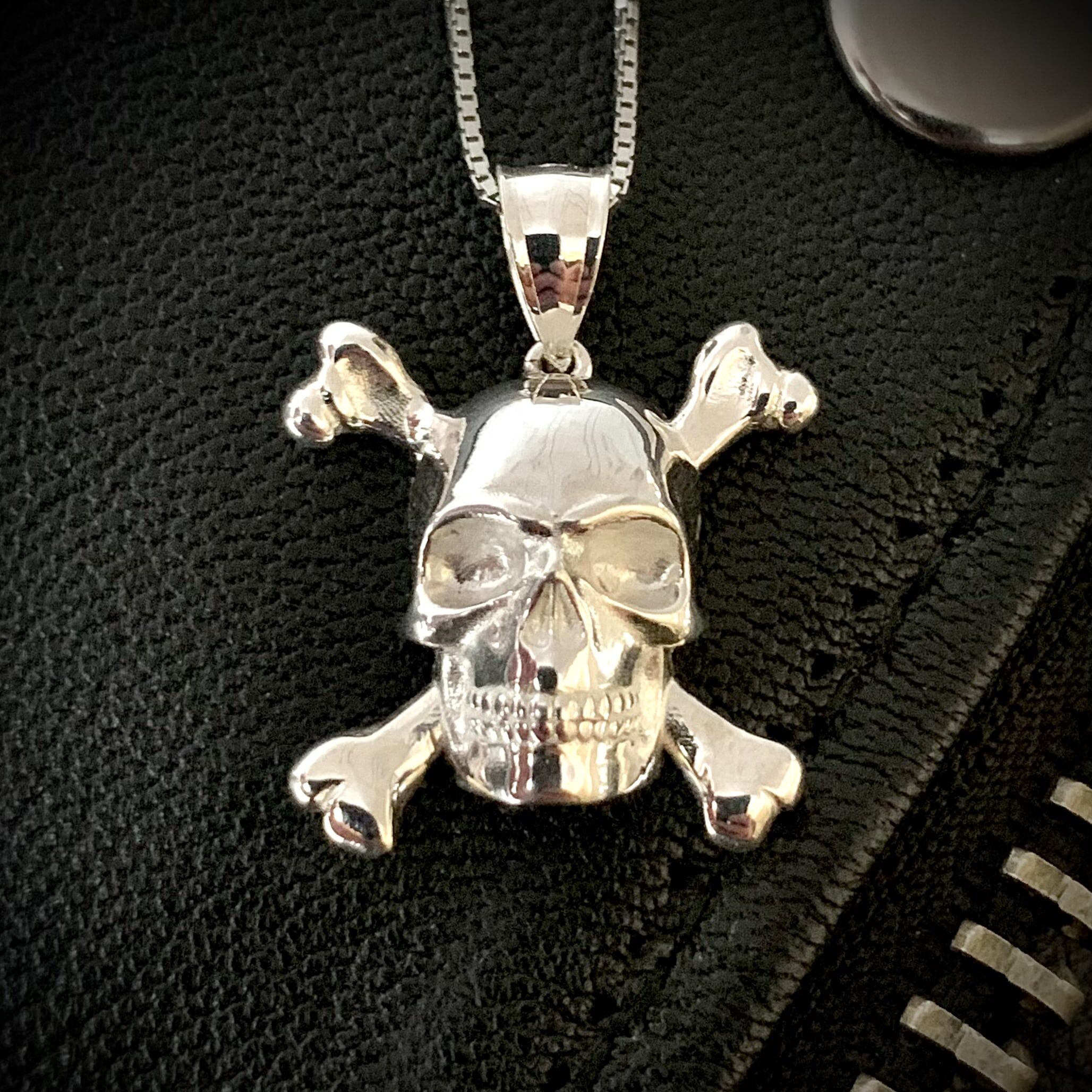 Silver Skull Crossbones Pendant High Polish Finish Rivers Edge Gems