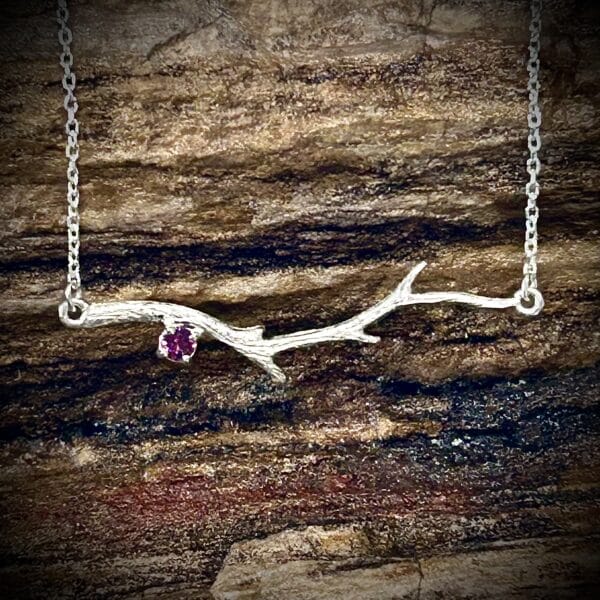 Silver Tree Branch Necklace Pink Tourmaline Gemstone &Amp;Ndash; River'S Edge Gems