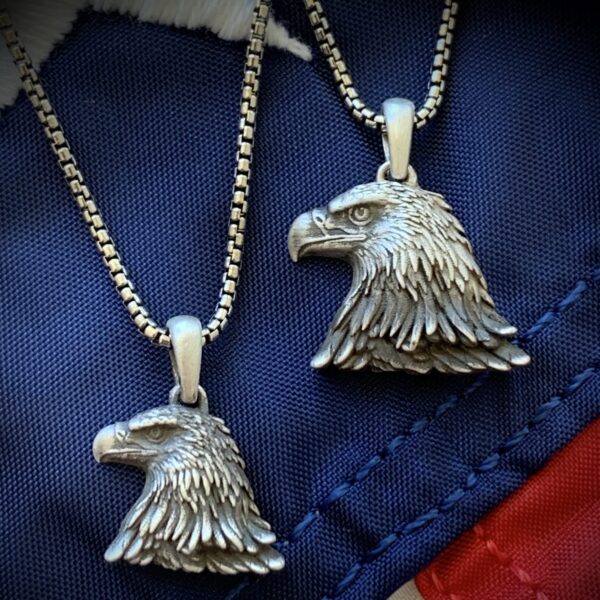 Sterling Silver Eagle Pendant American Flag-Rivers-Edge-Gems