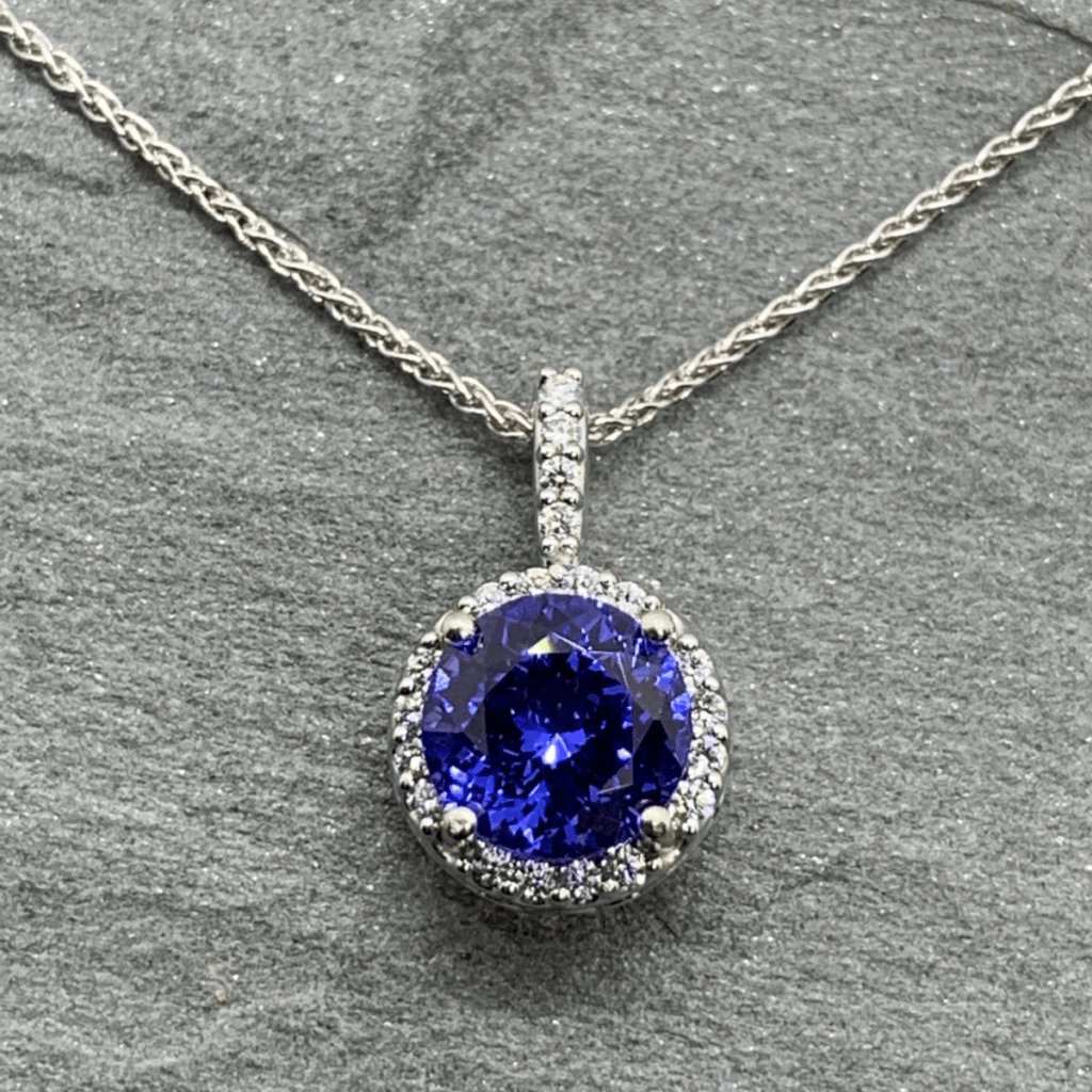 Tanzanite &Amp; Diamond Pendant In 14K White Gold
