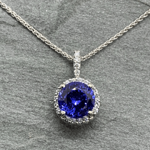 Tanzanite &Amp; Diamond Pendant In 14K White Gold