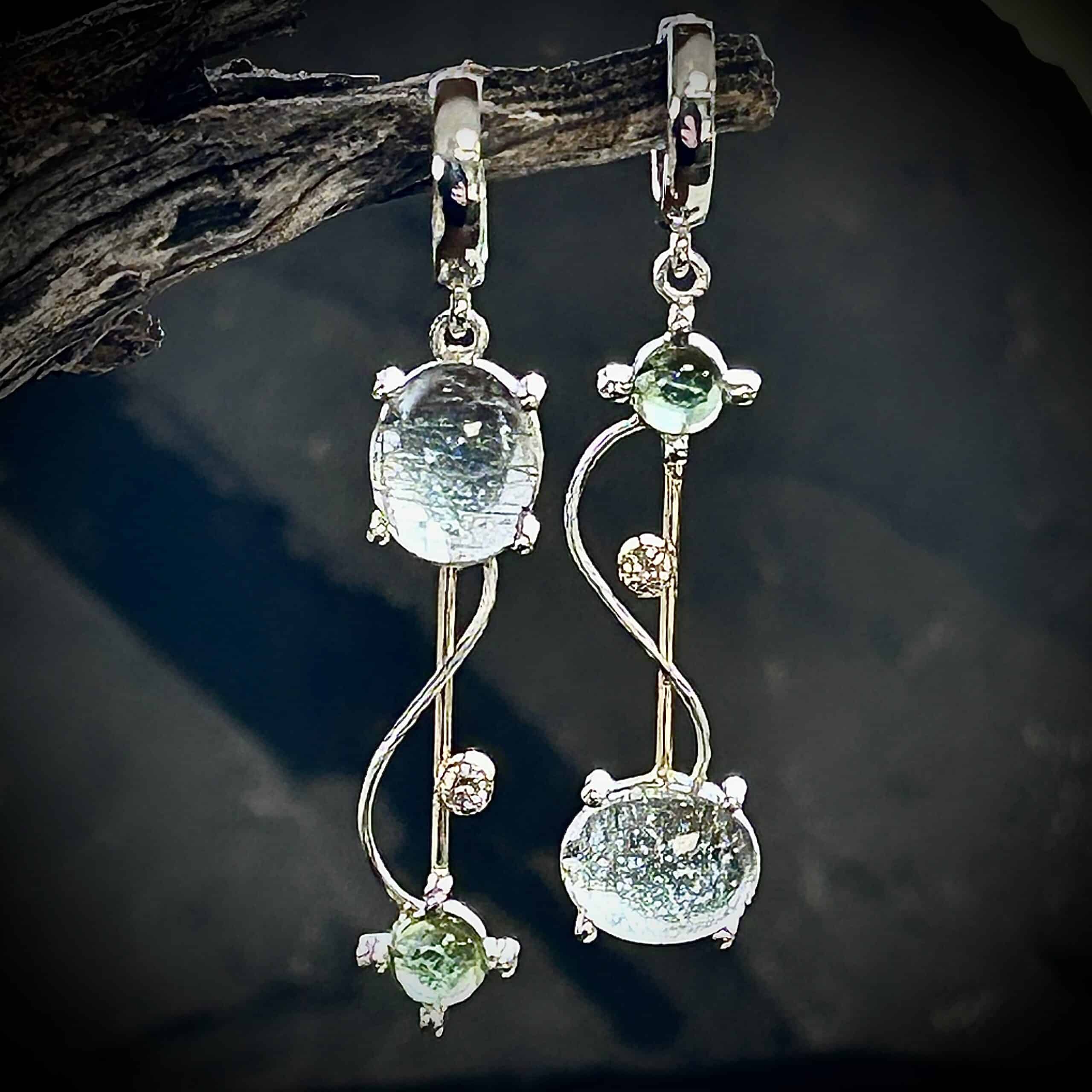 Stunning Handmade Earrings Feature Tourmalinated Quartz