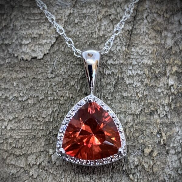 Trillion Sunburst Topaz Diamond Necklace 14K White Gold Rivers Edge Gems