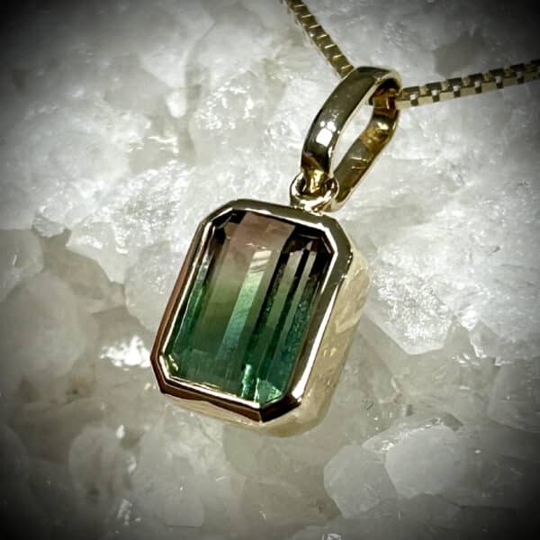 Natural Watermelon Tourmaline Pendant Showing Stunning Pink And Green Hues